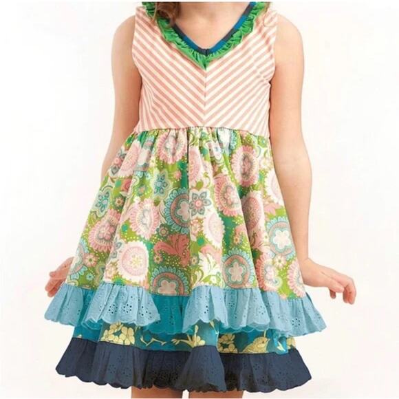 Matilda Jane Girls Wonderful Parade Cake Walk Layered Tank Dress Multicolor SZ 8 - Picture 1 of 9